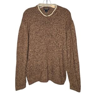 Woolrich Brown Long Sleeve Mustang Heather Wool Blend Henley Sweater Men's Large